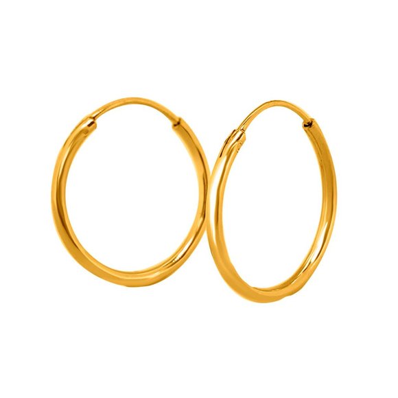 Sparkling 24K Yellow Gold Plated Simple Hoop Studs - Picture 1 of 4
